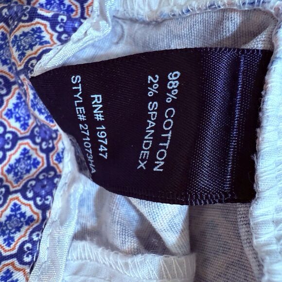 NWT Land N Sea Blue Orange Geometric Print Flat Front Shorts Women 14‎ - Picture 7 of 12